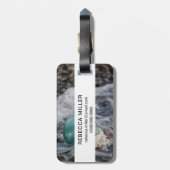 Visdrijvende omringd door branding bagagelabel (Achterkant verticaal)