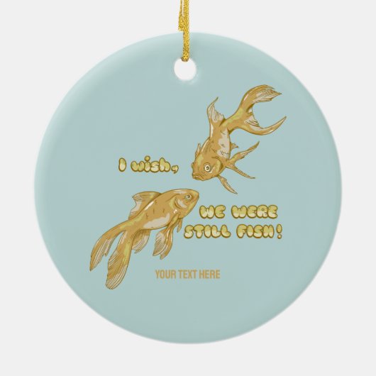 Visevolutie grappige goudvis keramisch ornament (Achterkant)