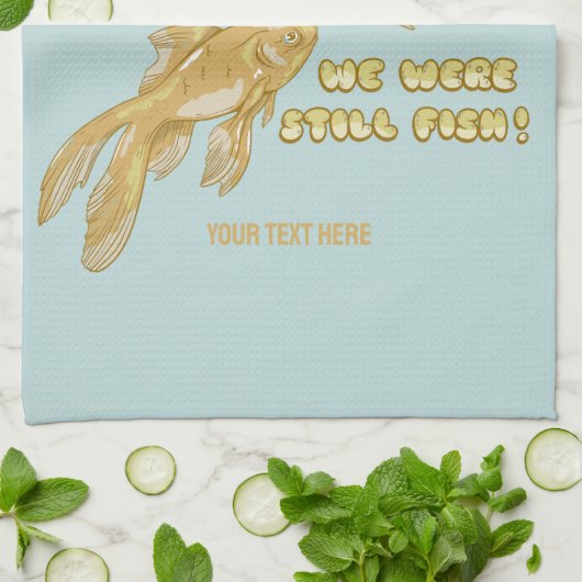 Visevolutie grappige goudvis theedoek (Gevouwen)