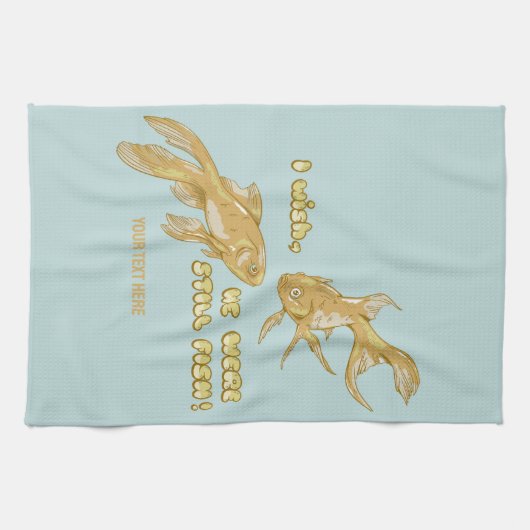 Visevolutie grappige goudvis theedoek (Horizontaal)