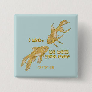 Visevolutie grappige goudvis vierkante button 5,1 cm