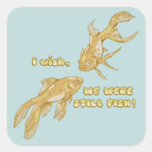 Visevolutie grappige goudvis vierkante sticker (Voorkant)
