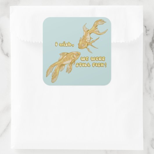 Visevolutie grappige goudvis vierkante sticker (Tas)
