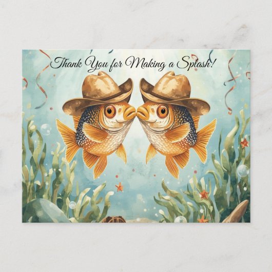 Visfeest Texas thema HARTELIJK DANK Briefkaart (Voorkant)