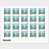 Visfeest Texas thema Vierkante Sticker (Vel)