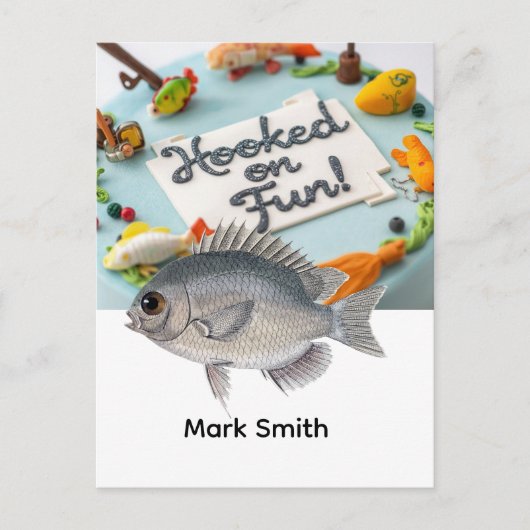 Visfeestje gethematiseerd aan de haak geslagen ple briefkaart (Voorkant)