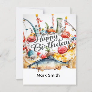 Visfeestje gethematiseerd haakjes naar pret briefkaart