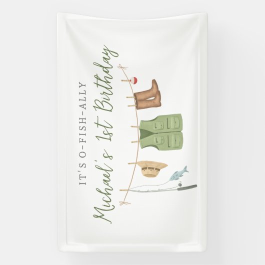 Visfeestje verjaardagsfeest spandoek (Verticaal)