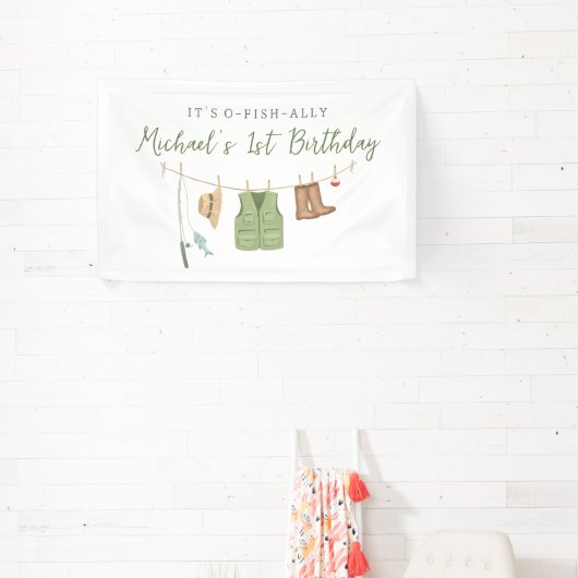 Visfeestje verjaardagsfeest spandoek (Insitu)