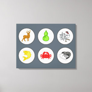 Visgarnalen krab wildplank - Sepia Canvas Afdruk