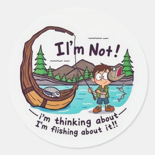Visgedachten: Niet Zomaar een Lang Verhaal! Ronde Sticker (Voorkant)
