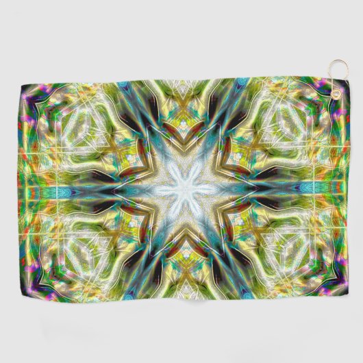 Visgloed zandige textuur kaleidoscoop verouderd gr golfhanddoek (Horizontaal)