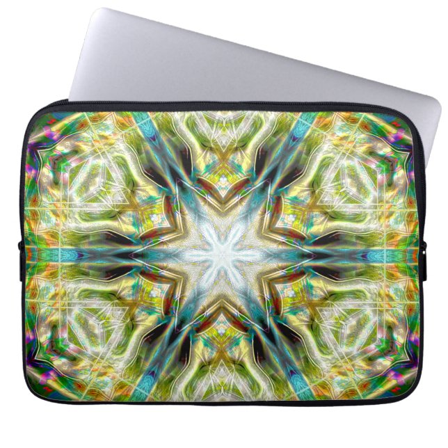 Visgloed zandige textuur kaleidoscoop verouderd gr laptop sleeve (Voorkant)
