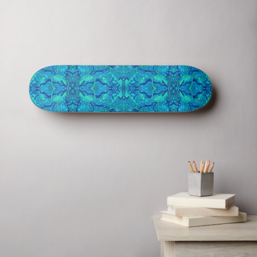 Visgolven Onderwater Bohemian Arabesque Patroon Persoonlijk Skateboard (Muurkunst (Horizontaal))