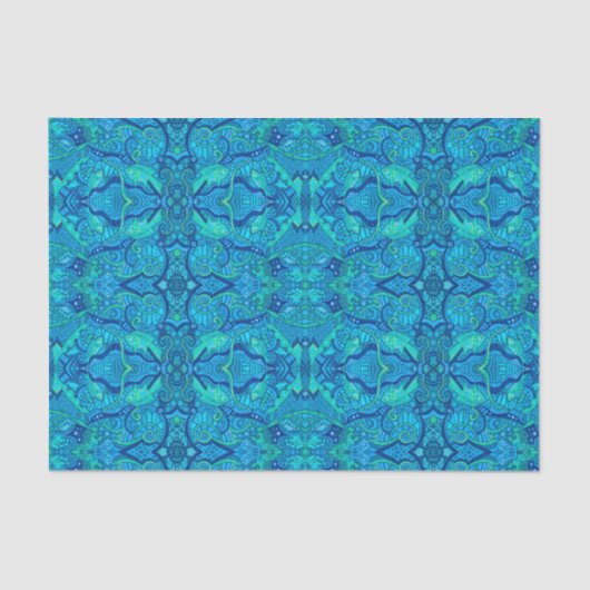 Visgolven Onderwater Bohemian Arabesque Patroon Tissuepapier (Voorkant)