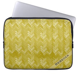visgraat Chevron Gold Persoonlijk Laptop Sleeve
