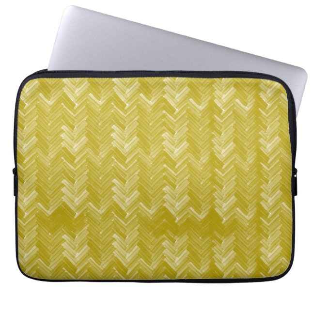 visgraat Chevron  goud Laptop Sleeve (Voorkant)