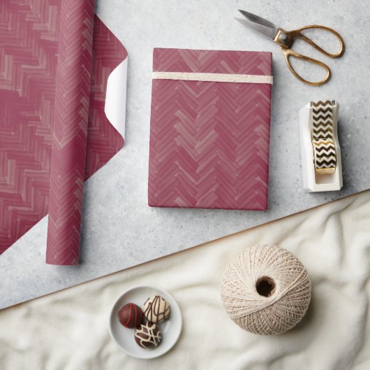 Visgraat Chevron Patroon Luxe Rood Cadeaupapier (Crafts)