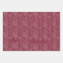 Visgraat Chevron Patroon Luxe Rood Inpakpapier Vel