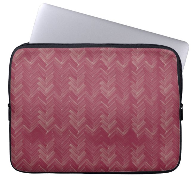 Visgraat Chevron Patroon Luxe Rood Laptop Sleeve (Voorkant)