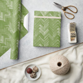 Visgraat Chevron Patroon op Forest Green Cadeaupapier