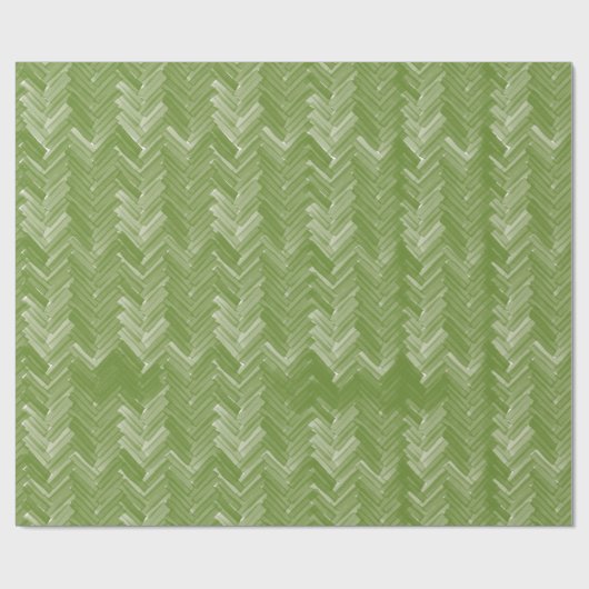 Visgraat Chevron Patroon op Forest Green Cadeaupapier (Vlak)