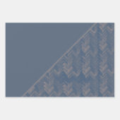 Visgraat Chevron Patroon Retro Blauw Inpakpapier Vel (Voorkant 3)