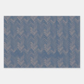Visgraat Chevron Patroon Retro Blauw Inpakpapier Vel (Voorkant)