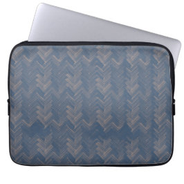 Visgraat Chevron Patroon Retro Blauw Laptop Sleeve