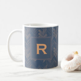 Visgraat Chevron Patroon Retro Blue Persoonlijk Koffiemok