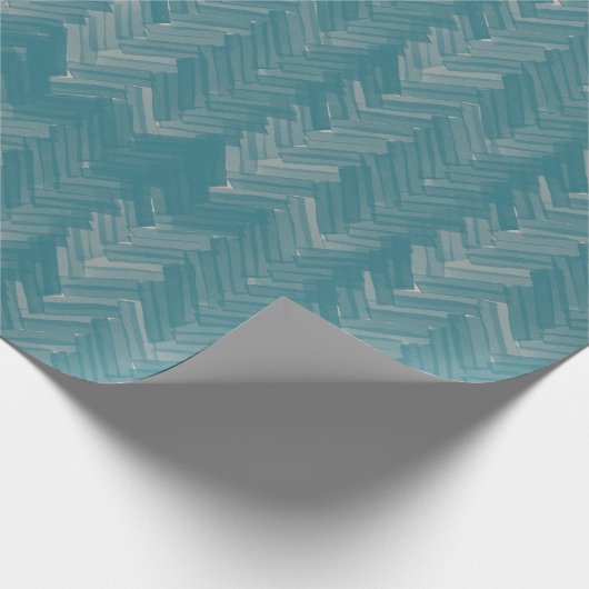 Visgraat Chevron Patroon Turquoise Cadeaupapier (Hoek)