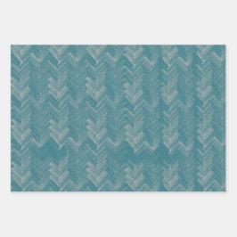 Visgraat Chevron Patroon Turquoise Inpakpapier Vel