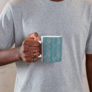 Visgraat Chevron Patroon Turquoise Koffiemok