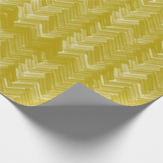 Visgraat Chevron Pattern  Goud Cadeaupapier (Hoek)