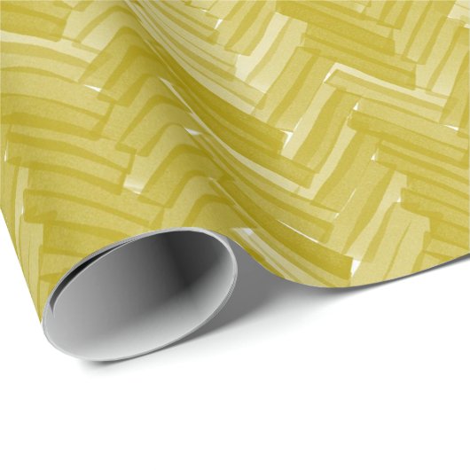 Visgraat Chevron Pattern  Goud Cadeaupapier (Rol Hoek)