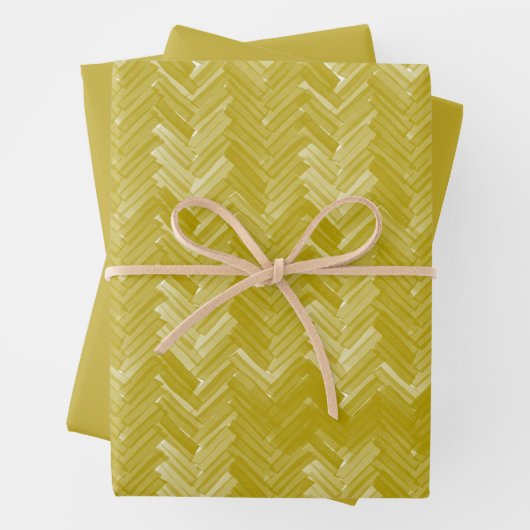 Visgraat Chevron Pattern Goud Inpakpapier Vel (In situ)