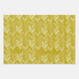 Visgraat Chevron Pattern Goud Inpakpapier Vel