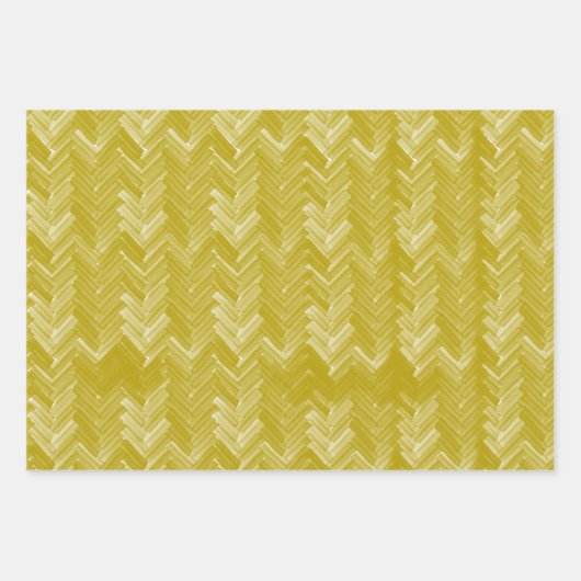 Visgraat Chevron Pattern Goud Inpakpapier Vel (Voorkant)