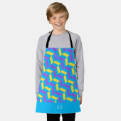 Visgraat geel violet minimaal patroon schort (Gedragen)