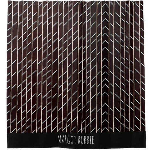 Visgraat gevlochten vlecht Beige Minimaal Patroon Douchegordijn (Voorkant)