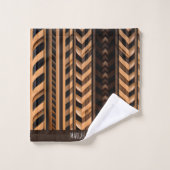 Visgraat gevlochten vlecht Bruin Modern Patroon Bad Handdoek (Wasdoekje)