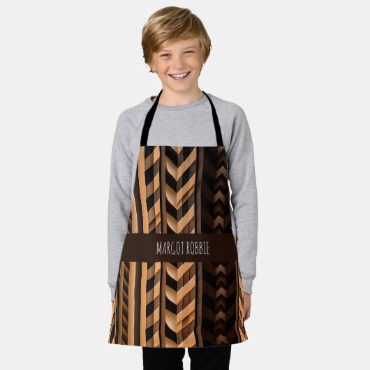 Visgraat gevlochten vlecht Bruin Modern Patroon Schort (Gedragen)