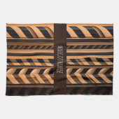 Visgraat gevlochten vlecht Bruin Modern Patroon Theedoek (Horizontaal)