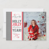  visgraat Holly Jolly Christmas Feestdagenkaart (Voorkant)