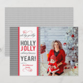  visgraat Holly Jolly Christmas Feestdagenkaart (Voorkant / Achterkant)