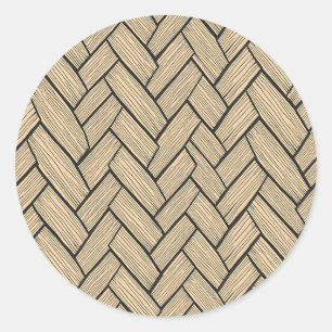 Visgraat Houten Parket Patroon Ronde Sticker