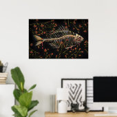 Visgraat met bloemen - 5x7in mini print enkel 1 (Thuiskantoor)