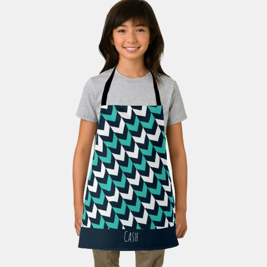 Visgraat Navy Blue minimaal patroon Schort (Insitu)