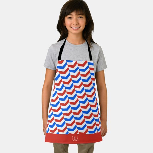 Visgraat Rood Blauw Minimaal Patroon Schort (Insitu)