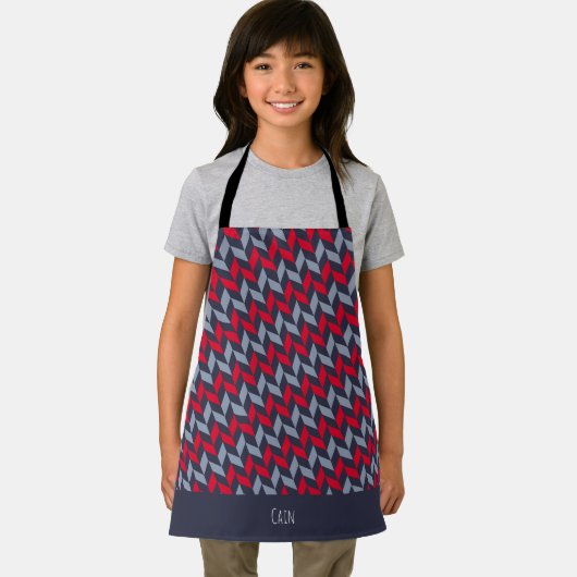 Visgraat Rood Grijs Minimaal Patroon Schort (Insitu)